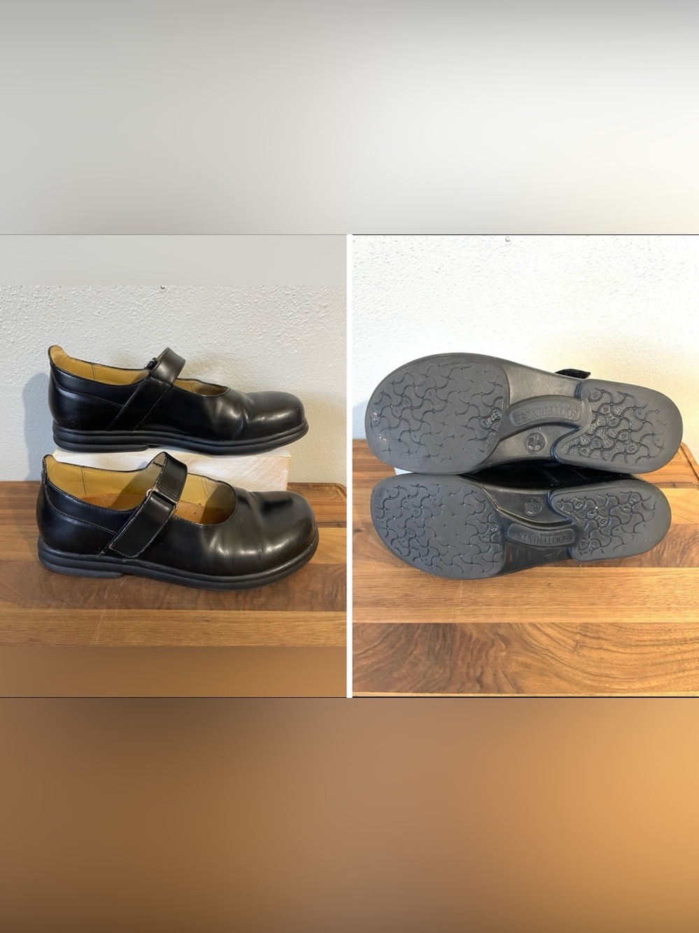 Footprints By Birkenstock Black Leather Mary Jane Shoes Buckle Comfort Walking